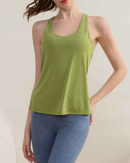 バックオープンレイヤードヨガタンク 2982