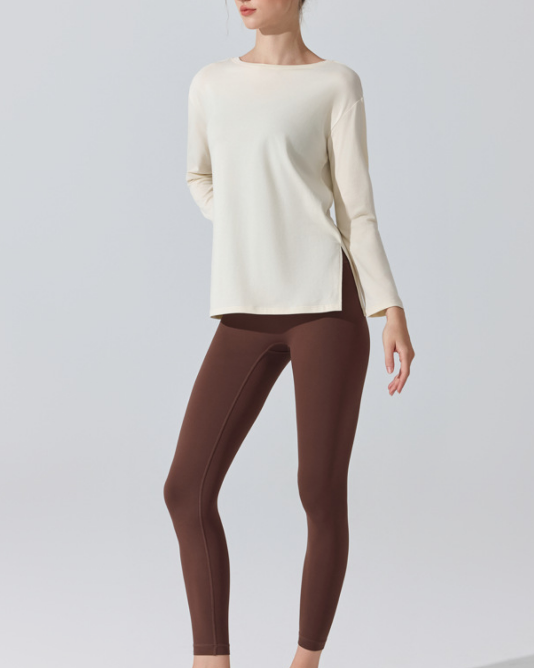 サイドスリットボートネックロングカットソー 3950