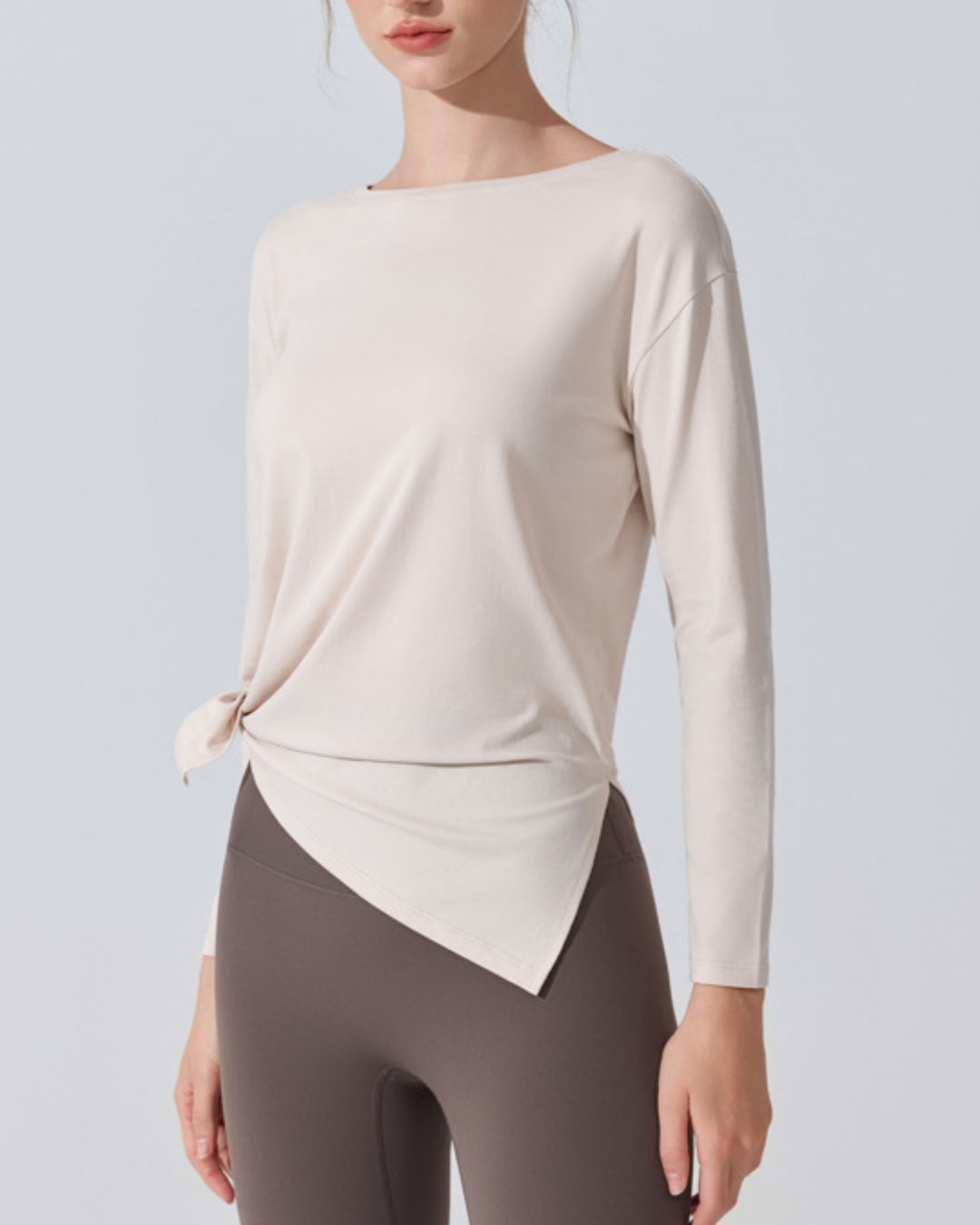 サイドスリットボートネックロングカットソー 3950