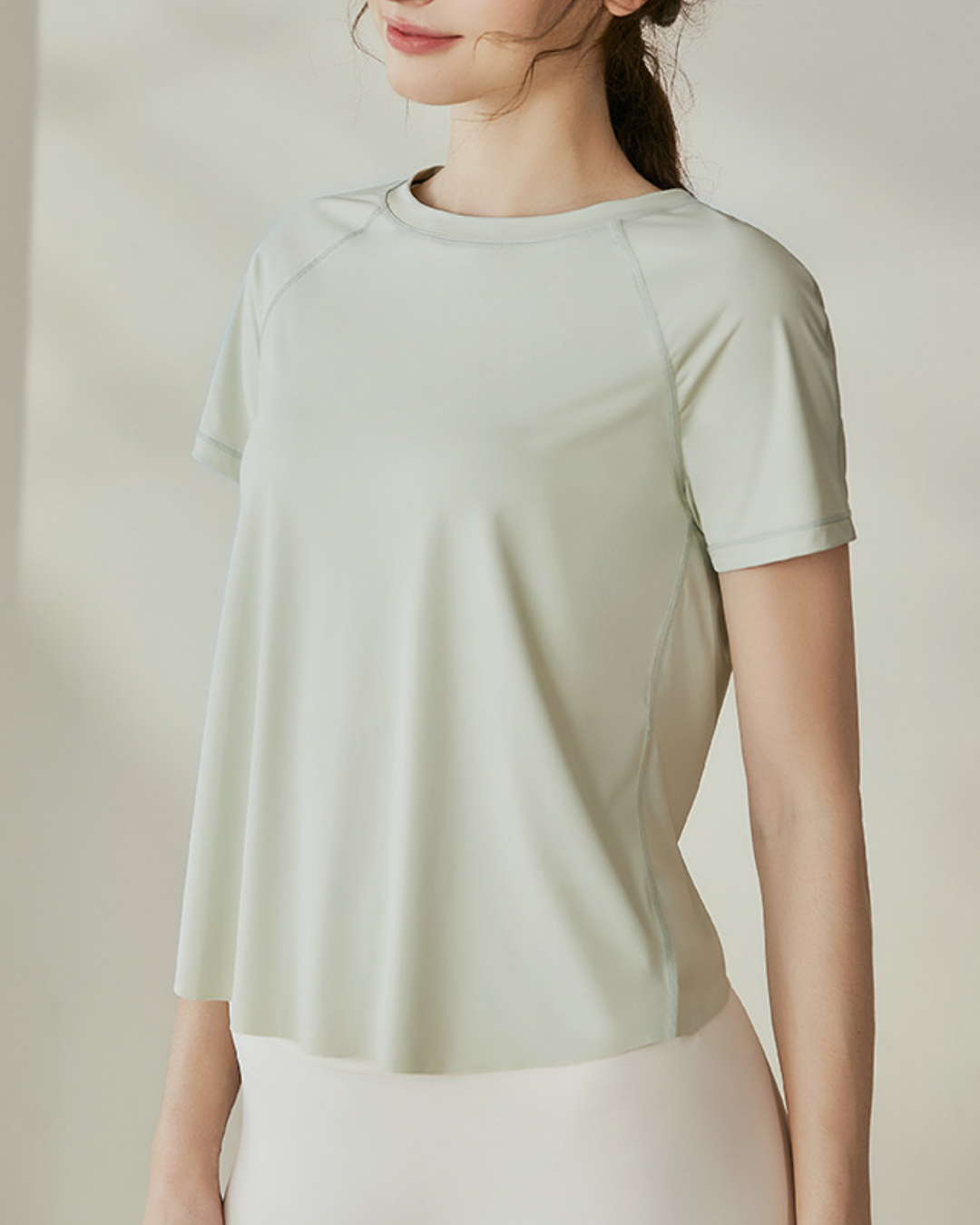 UPF+50ペールカラーラップバックヨガカットソー 3855