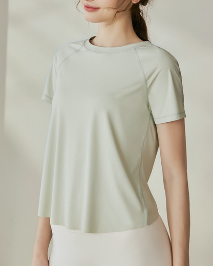 UPF+50ペールカラーラップバックヨガカットソー 3855