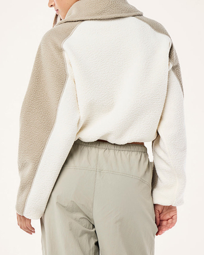 バイカラーボアクロップドハーフジップジャケット 3939