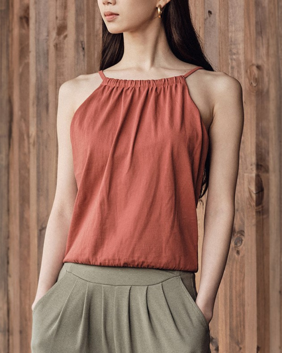 Halter neck back slit top 2471