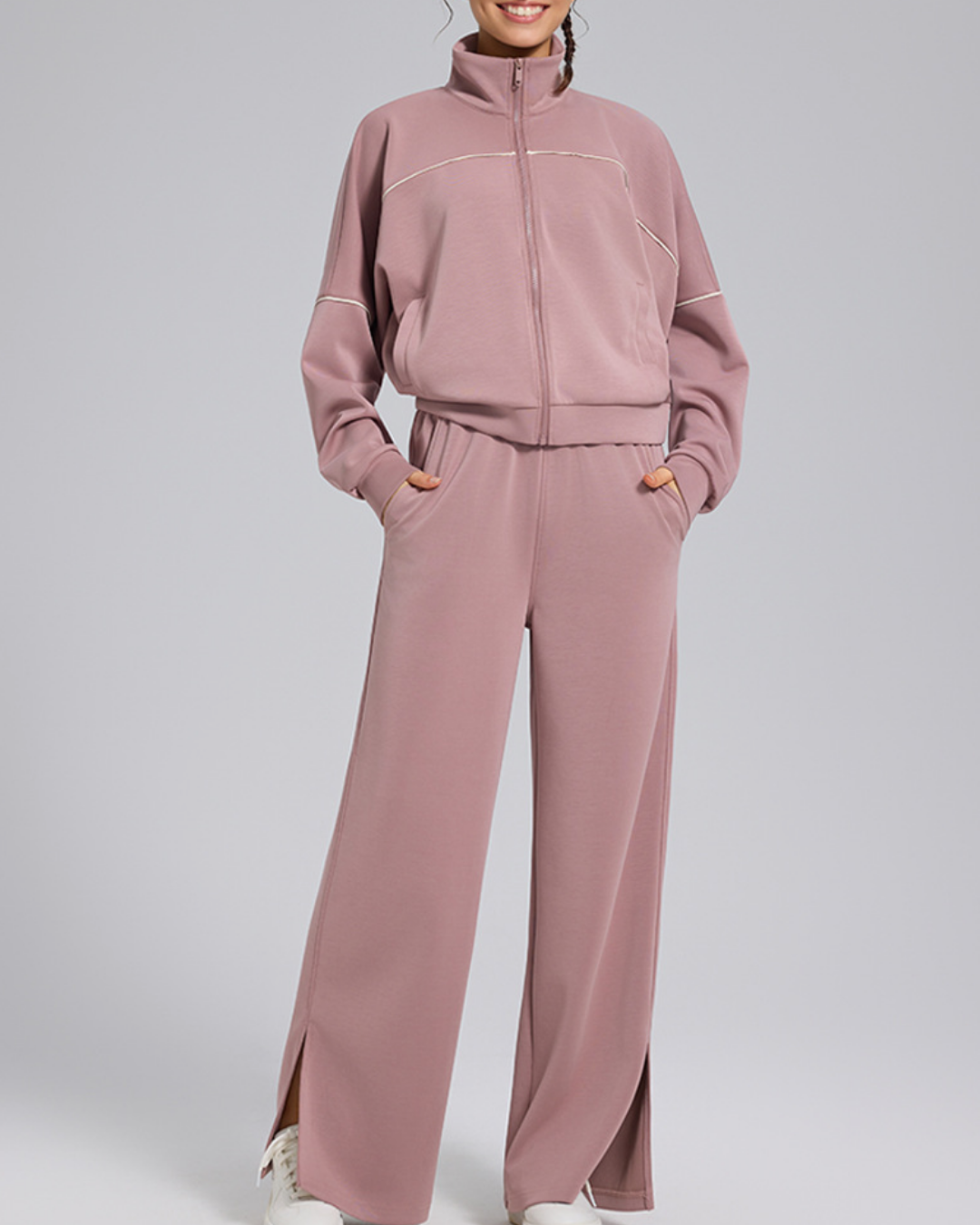 スタンドカラードロップショルダージップアップジャケット 3930