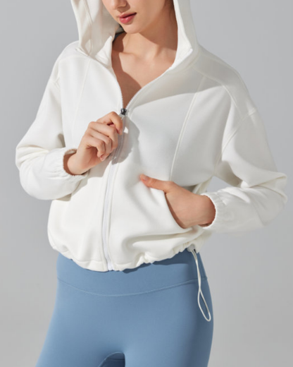 ウエストドロストストレッチジップフーディー 3918