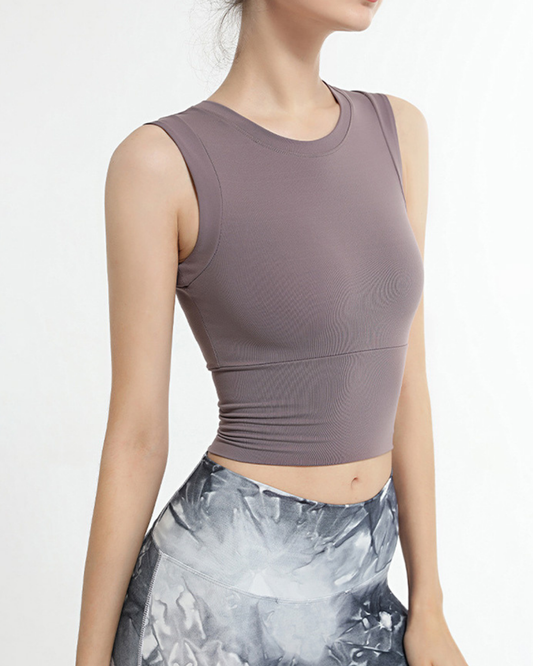 スリムフィットラウンドネックヨガタンク 2647