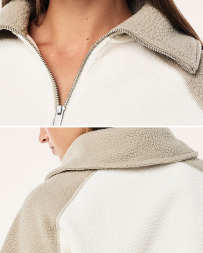 バイカラーボアクロップドハーフジップジャケット 3939