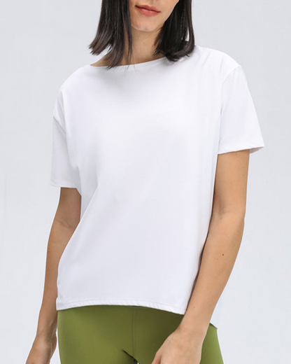ラウンドネックロング丈Tシャツ 2367