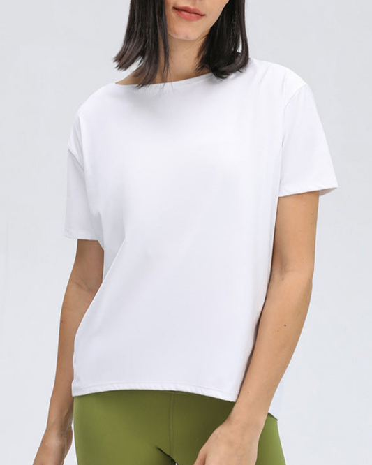 ラウンドネックロング丈Tシャツ 2367