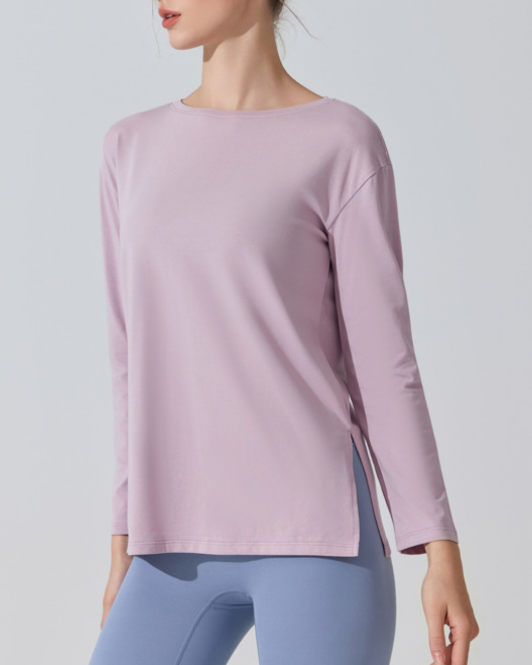 サイドスリットボートネックロングカットソー 3950