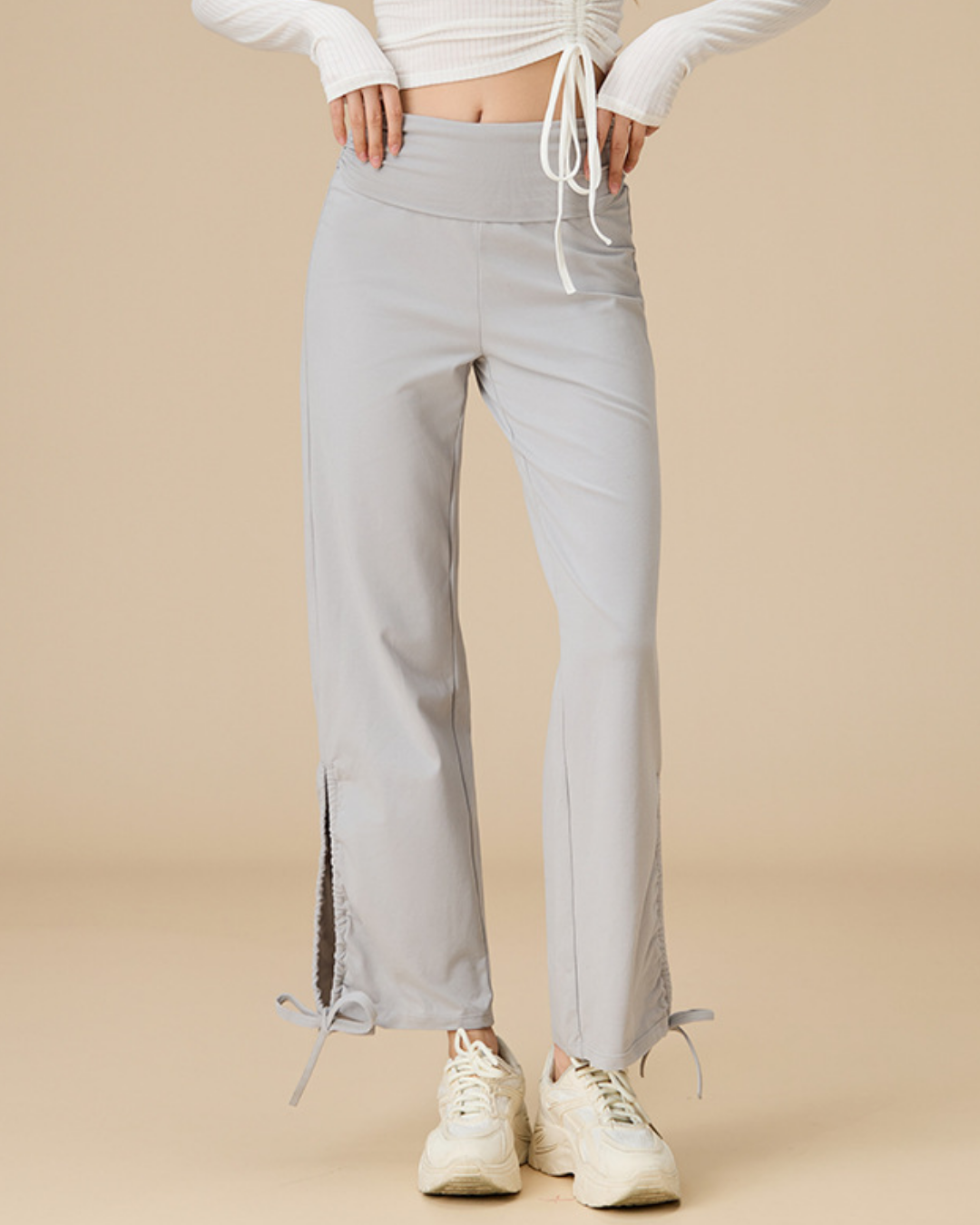 ニュアンスカラー裾ドロスト2wayリラックスパンツ 3915