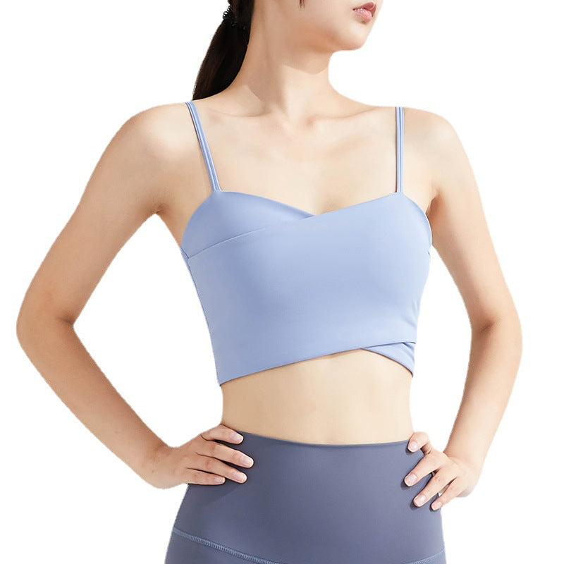 Front cross seamless yoga bra top 2946