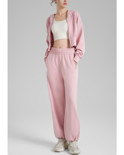 リブウエストクロップドジップフーディー 3927