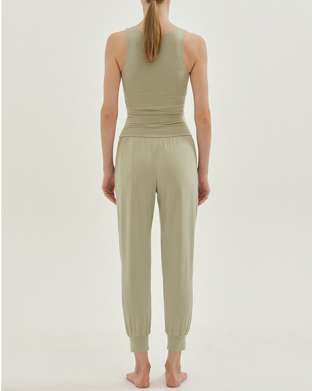 Rib pleated ez yoga pants 2350