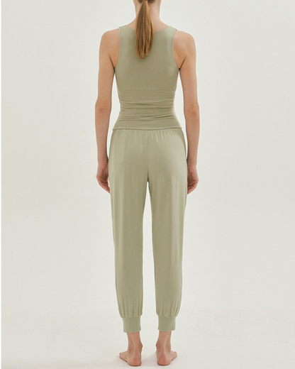 Rib pleated ez yoga pants 2350