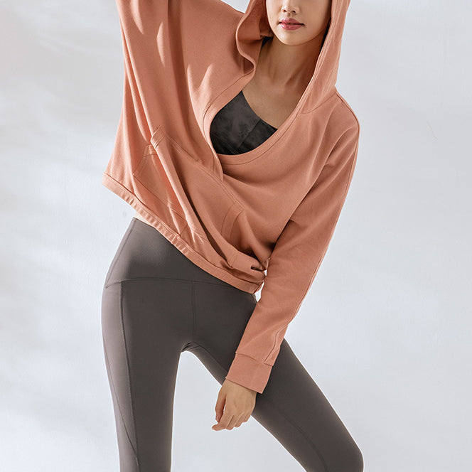 Dull loose silhouette V-neck hoodie 2965