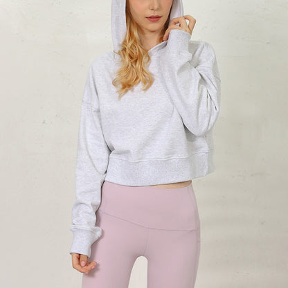 Drop shoulder cropped hoodie 2897