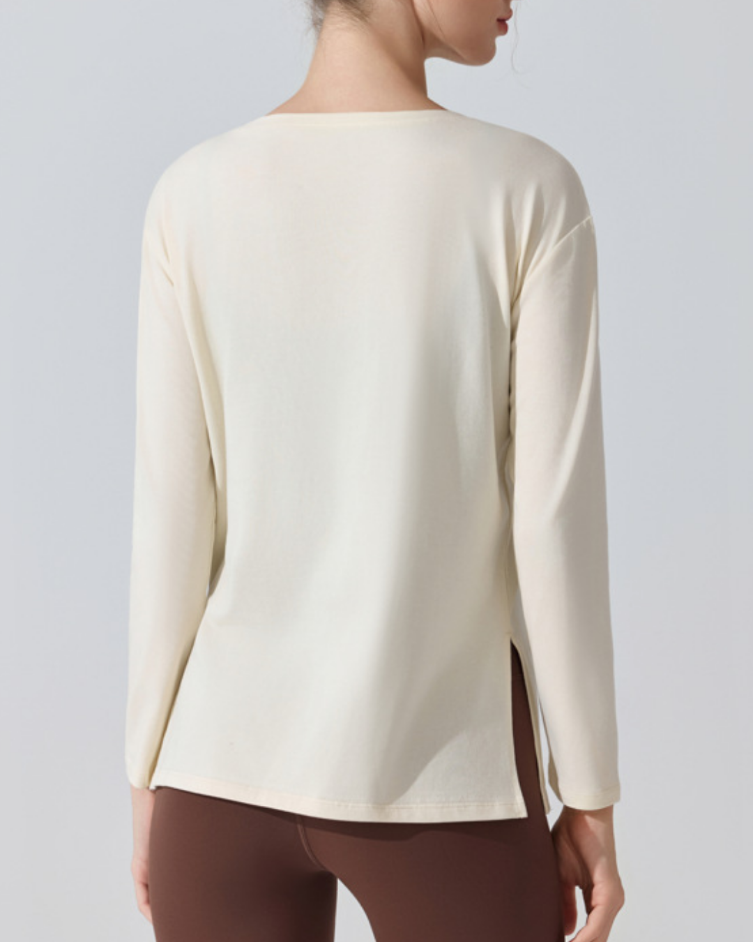 サイドスリットボートネックロングカットソー 3950