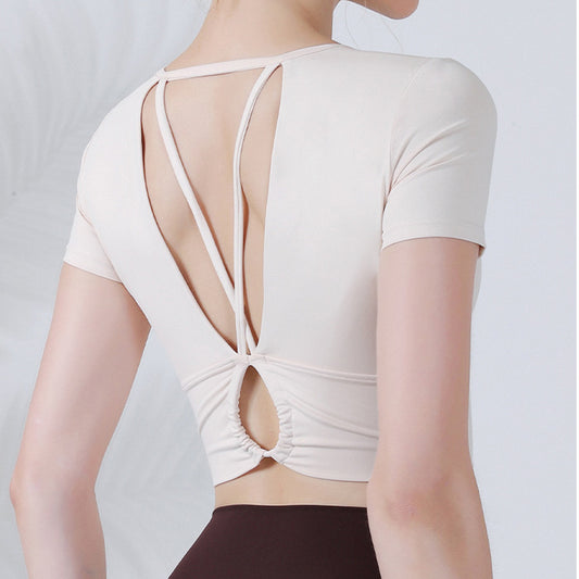 Light color back cross yoga top 2934