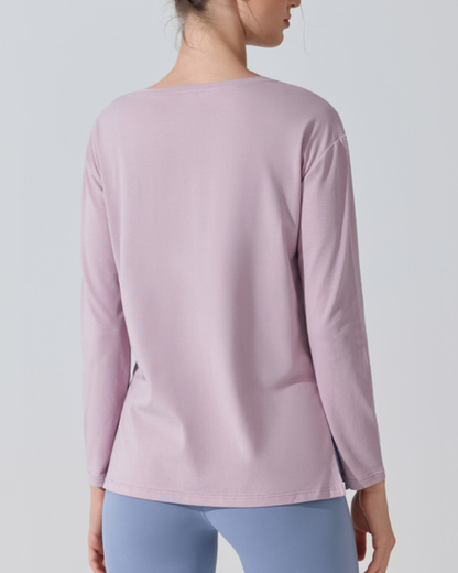 サイドスリットボートネックロングカットソー 3950