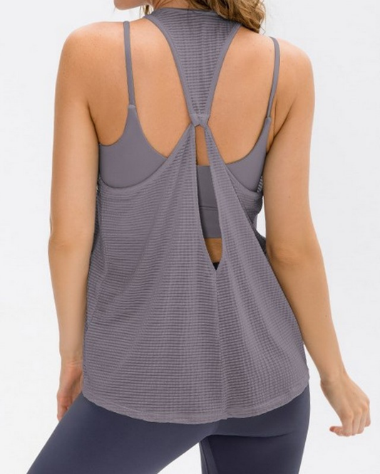 Layered yoga tank long length 2037