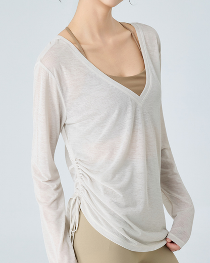 前後2wayドローストリングシアーロングスリーブ 3982