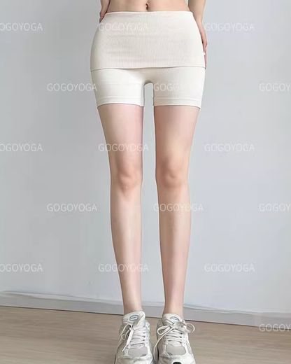 リブ編みロールアップショートパンツ 4031