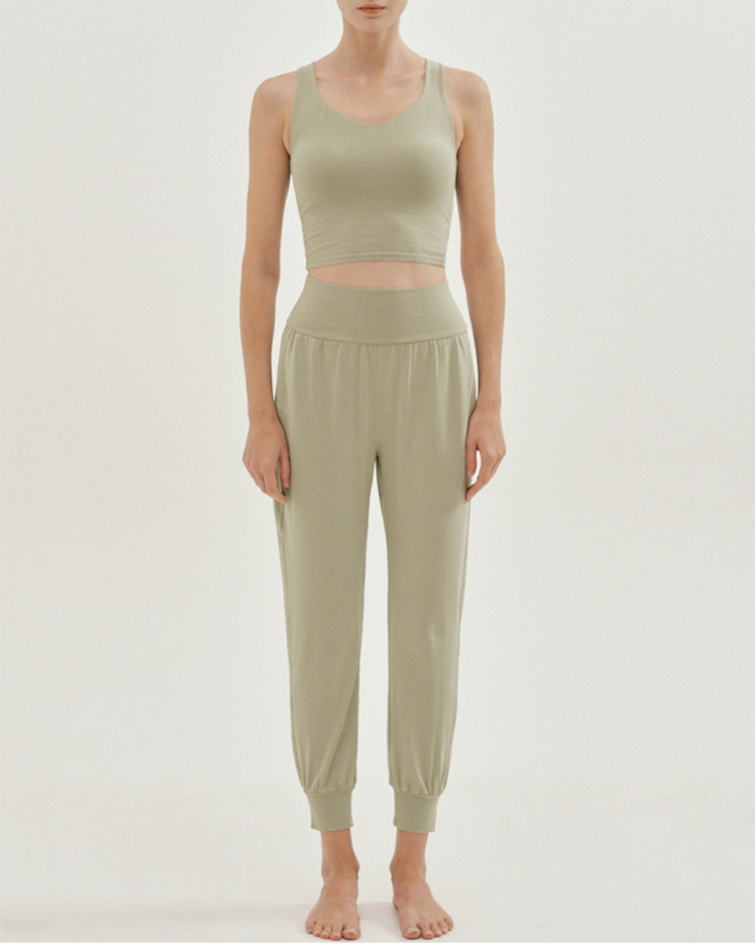 Rib pleated ez yoga pants 2350