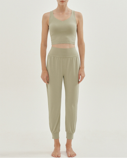 Rib pleated ez yoga pants 2350