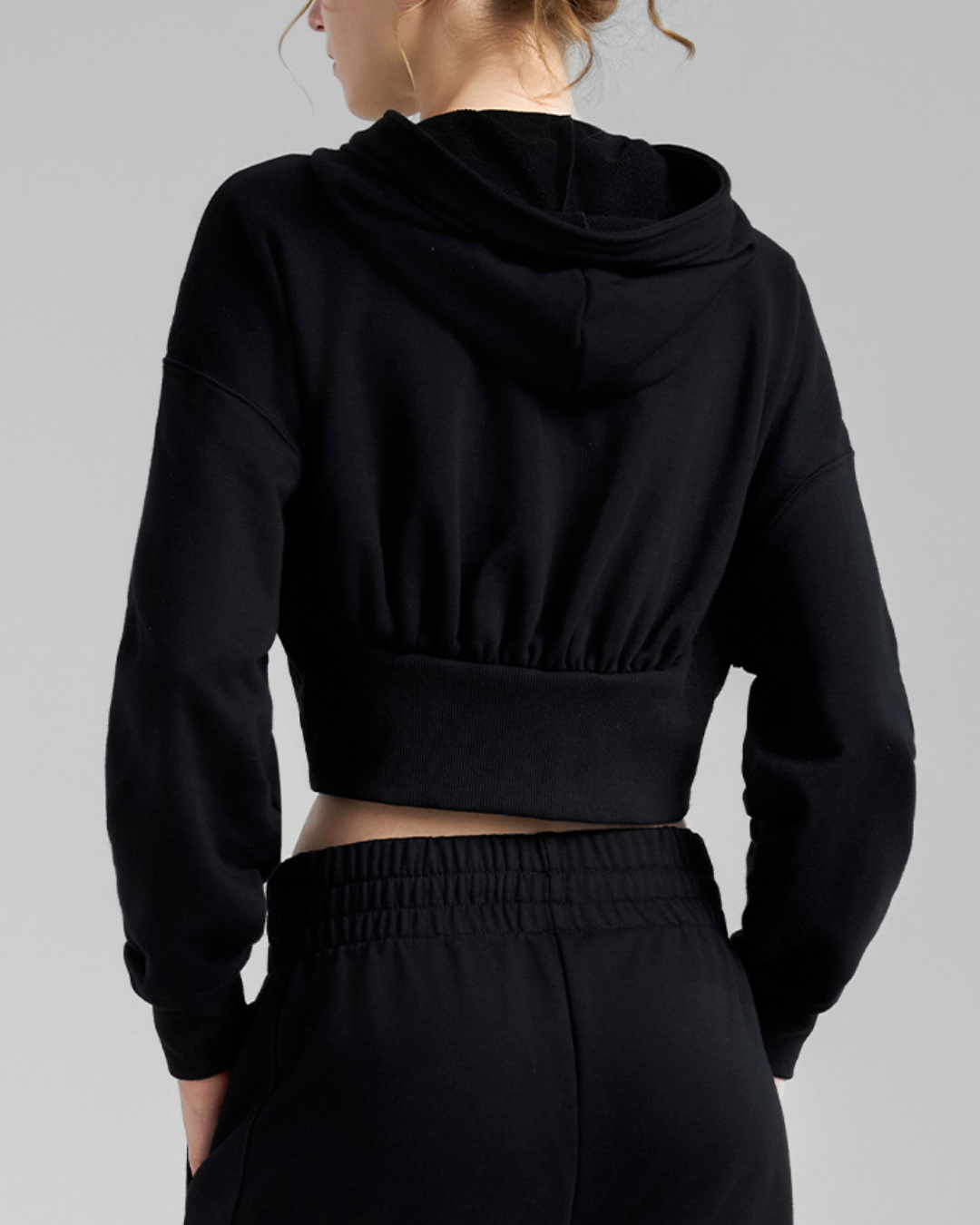 リブウエストクロップドジップフーディー 3927