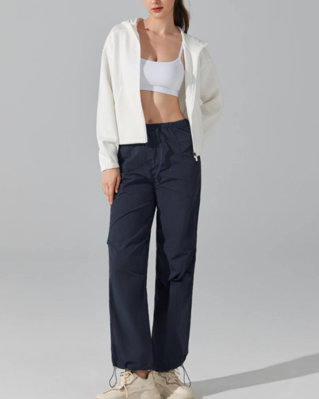 ウエストドロストストレッチジップフーディー 3918