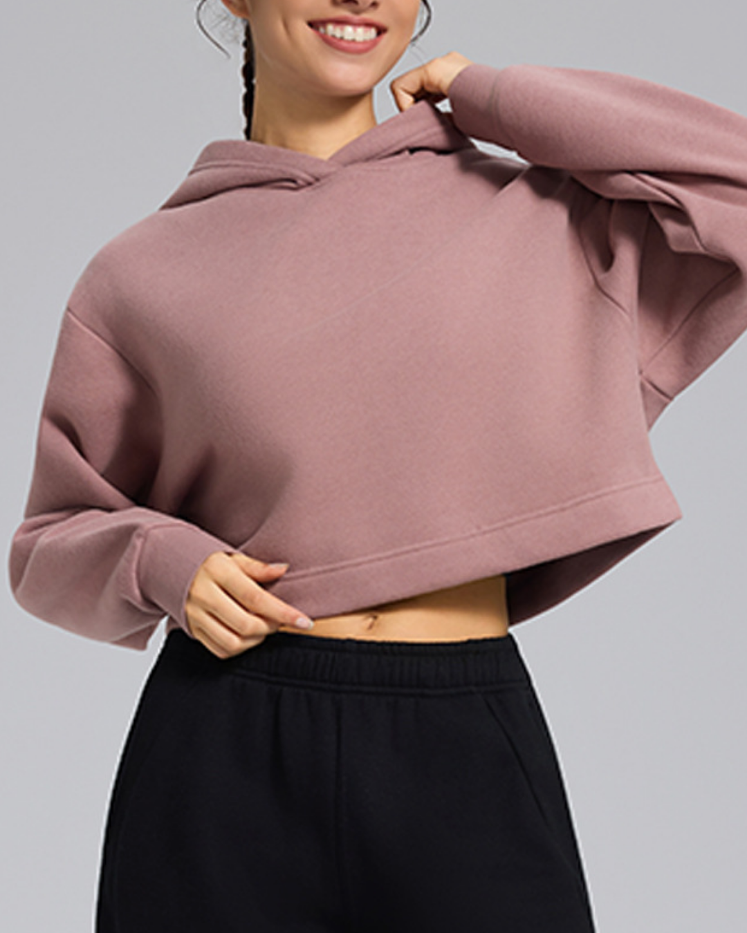 裏起毛ルーズフィットクロップドスウェットパーカー 3933