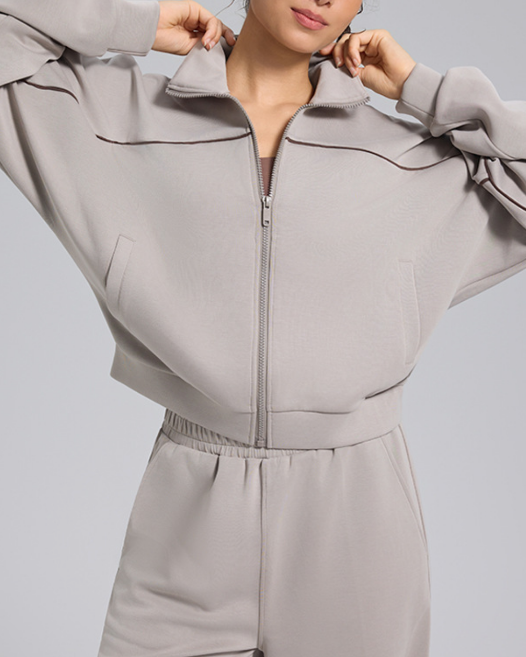 スタンドカラードロップショルダージップアップジャケット 3930