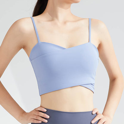 Front cross seamless yoga bra top 2946