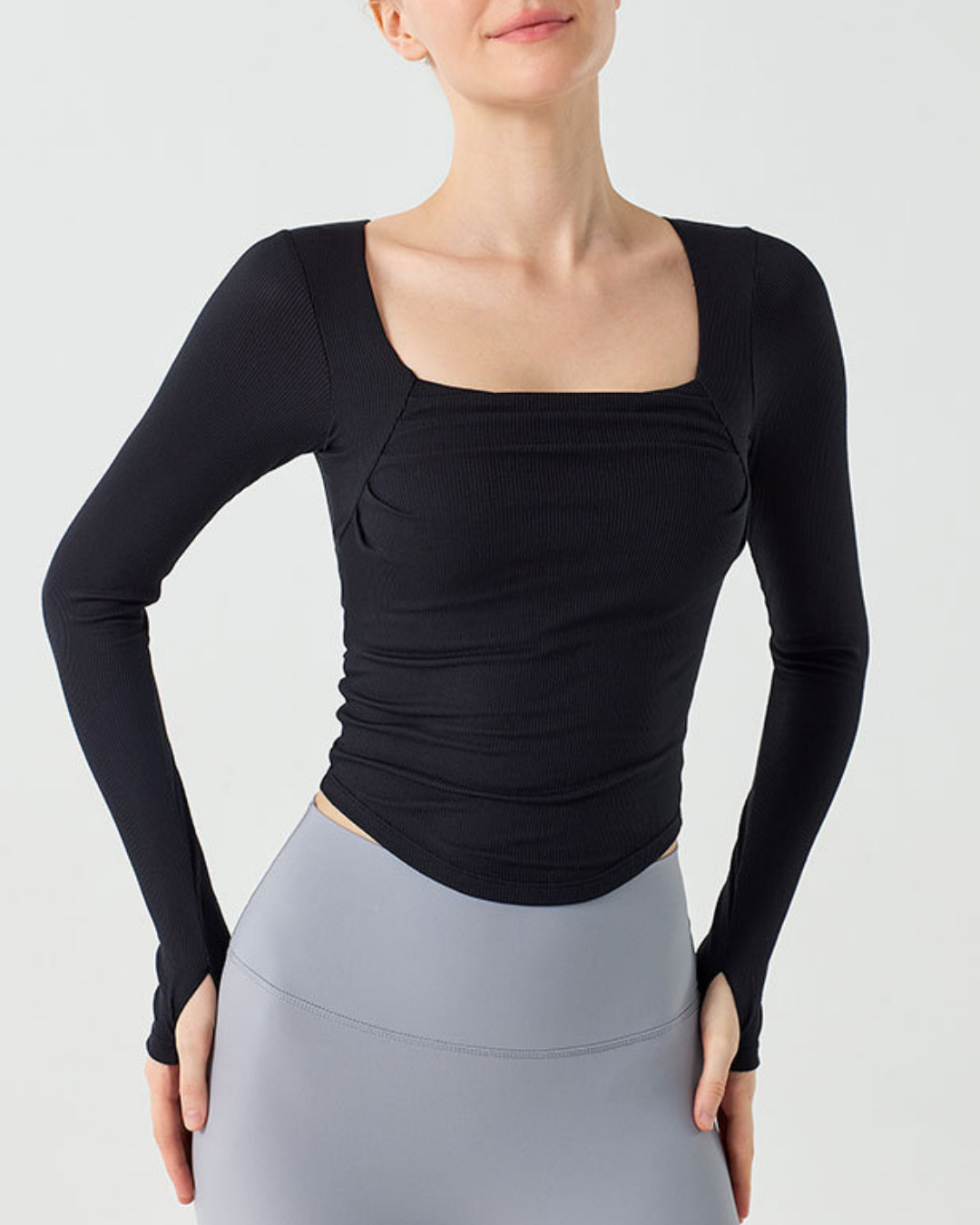 スクエアリブフィットトップス 3874