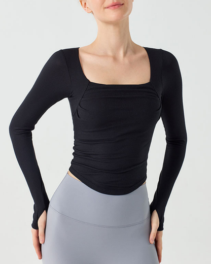 スクエアリブフィットトップス 3874