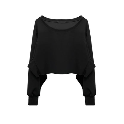 Boat neck cropped loose sweatshirt 2882