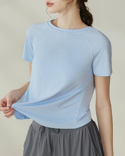 UPF+50ペールカラーラップバックヨガカットソー 3855
