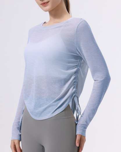 サイドギャザーバックオープンシアーカットソー 3956