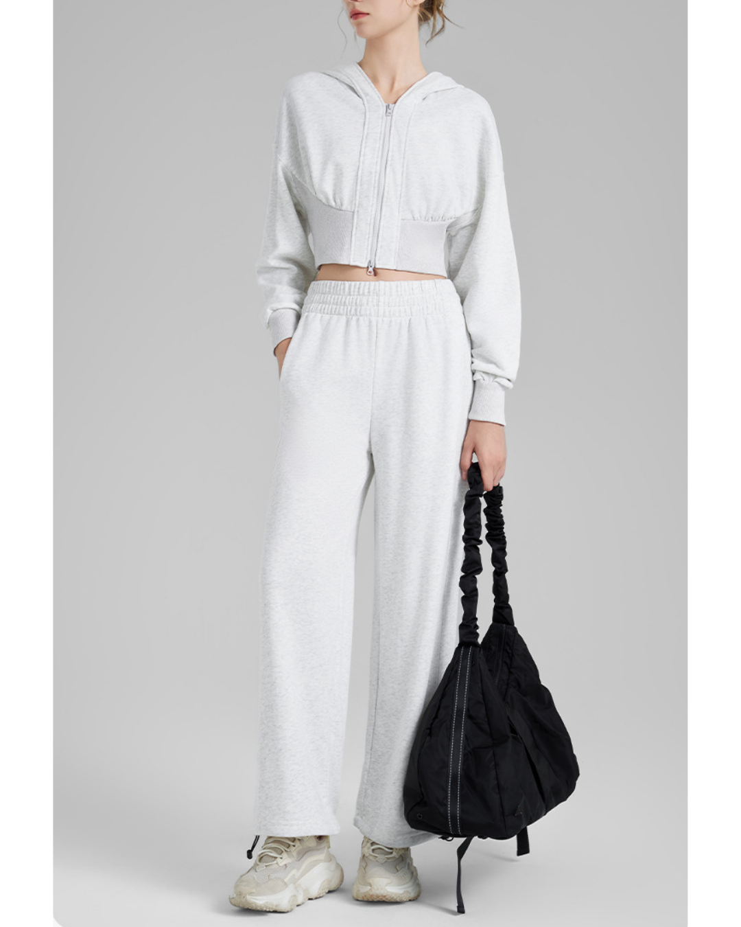 リブウエストクロップドジップフーディー 3927