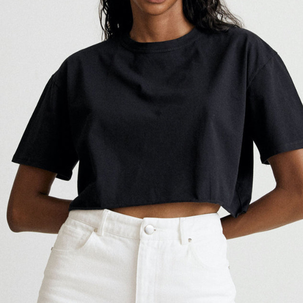 Frayed hem cropped T-shirt 2544