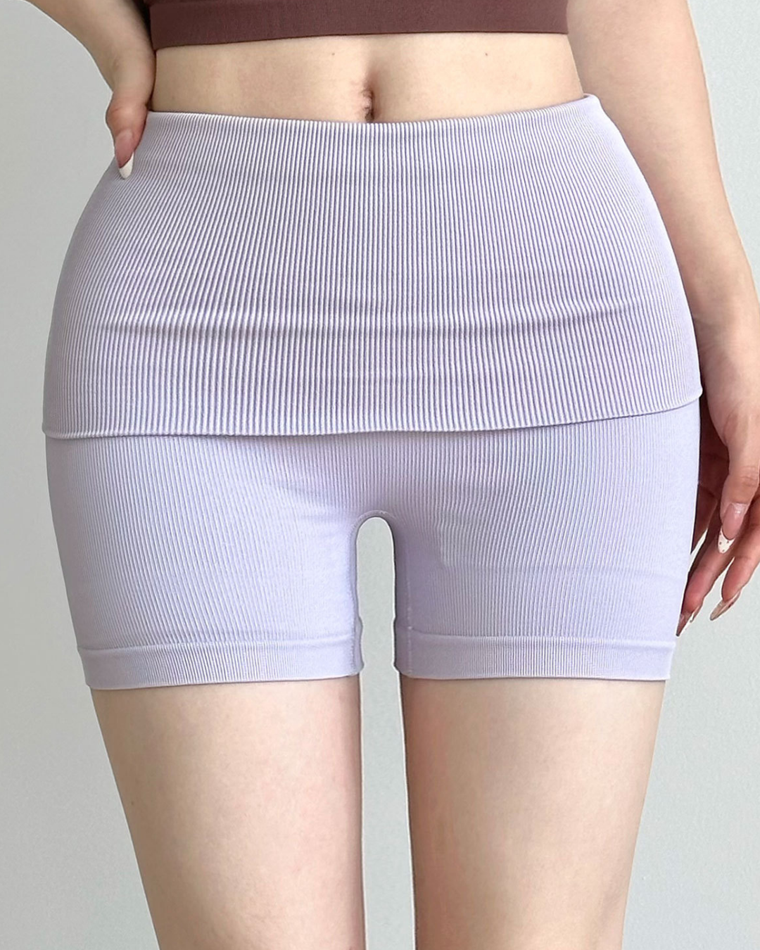 リブ編みロールアップショートパンツ 4031