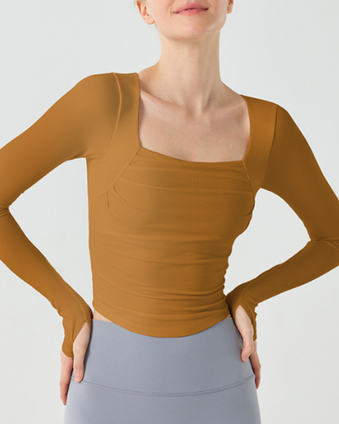 スクエアリブフィットトップス 3874