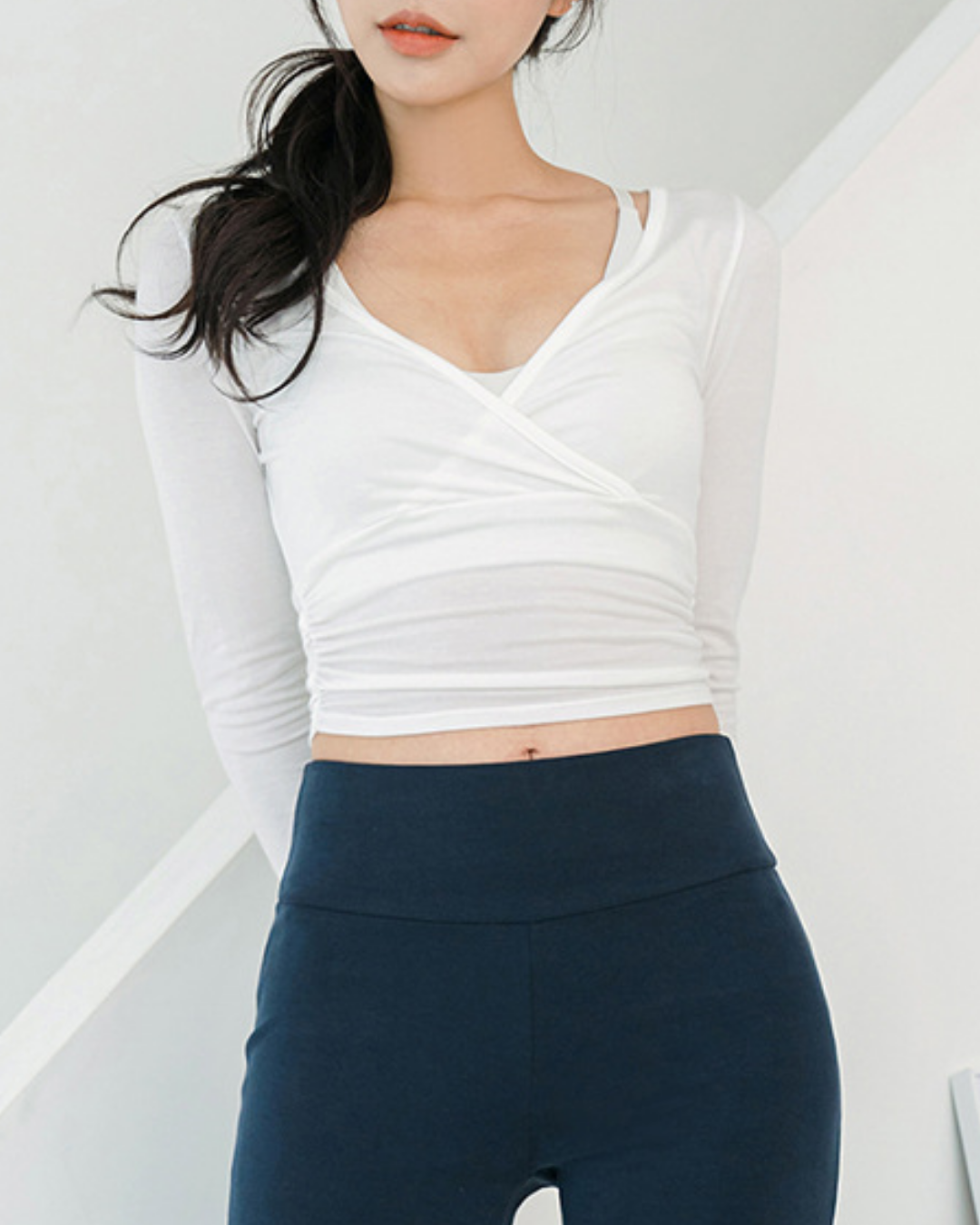 サイドギャザーカシュクールトップ 3285