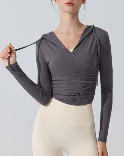 サイドギャザーカシュクールフーディー 3948