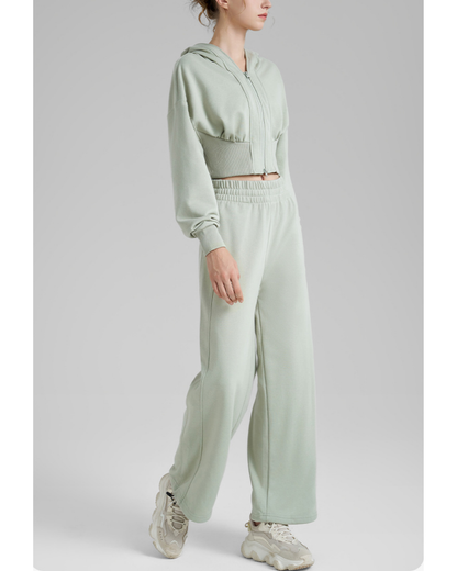 リブウエストクロップドジップフーディー 3927