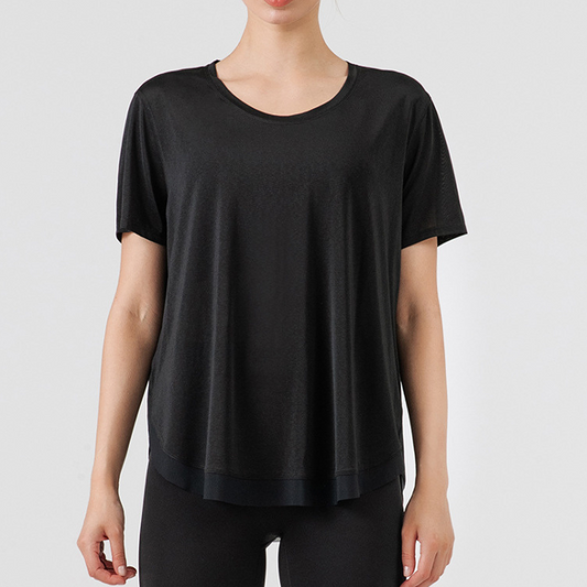 Half sheer tulle T-shirt 2732