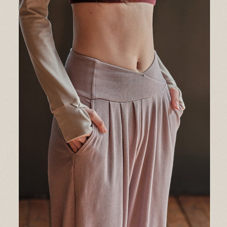 Stacked waist side slit yoga pants 2472