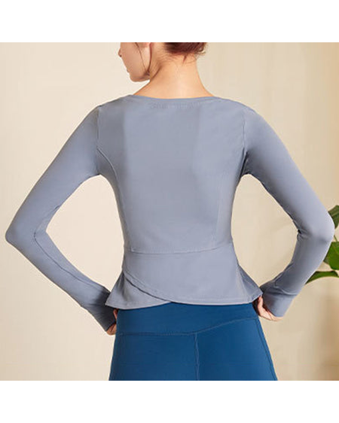 くすみカラーサムホールペプラムトップ 2935