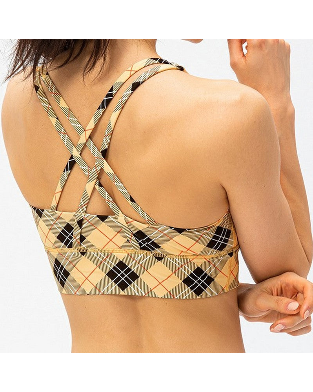 チェックプリントヨガブラトップ 2033